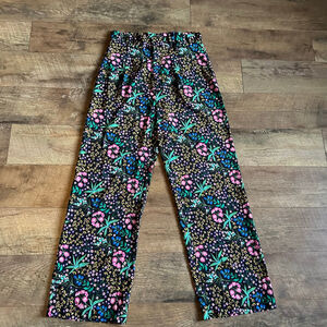 Women's Lark & Ro Wide Leg Floral Pants M Black Pink
